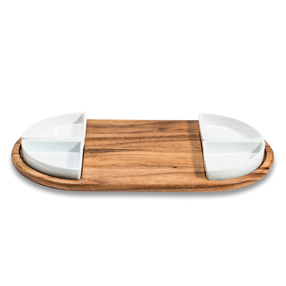 Charcuterie Serving Tray With Ceramic Bowls